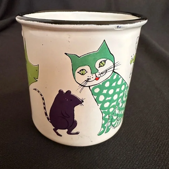 Arabia Finel Enamel Vintage 1960s Rare Made in England Coffee Cup 3”